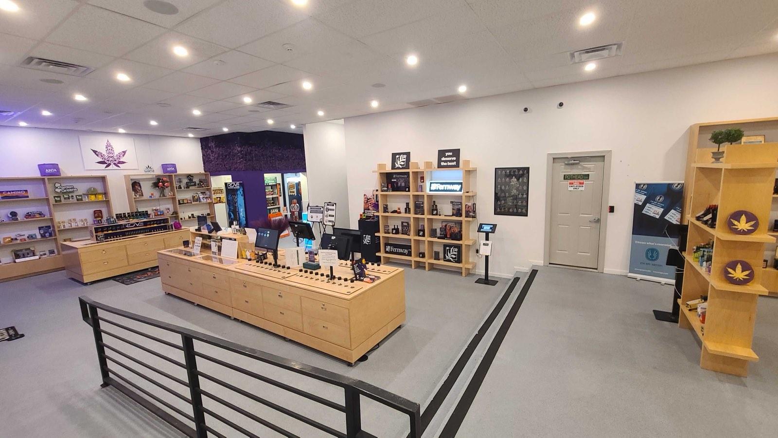 Sales floor and product display shelving at ANJA in Highland Park, New Jersey