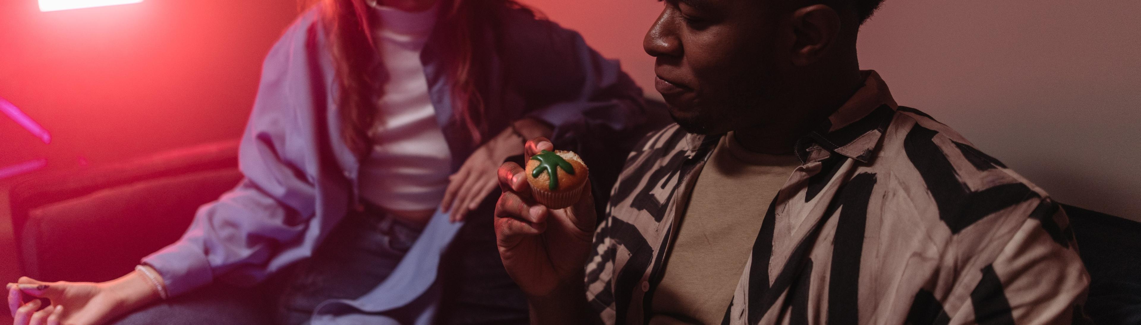 Man eating edibles