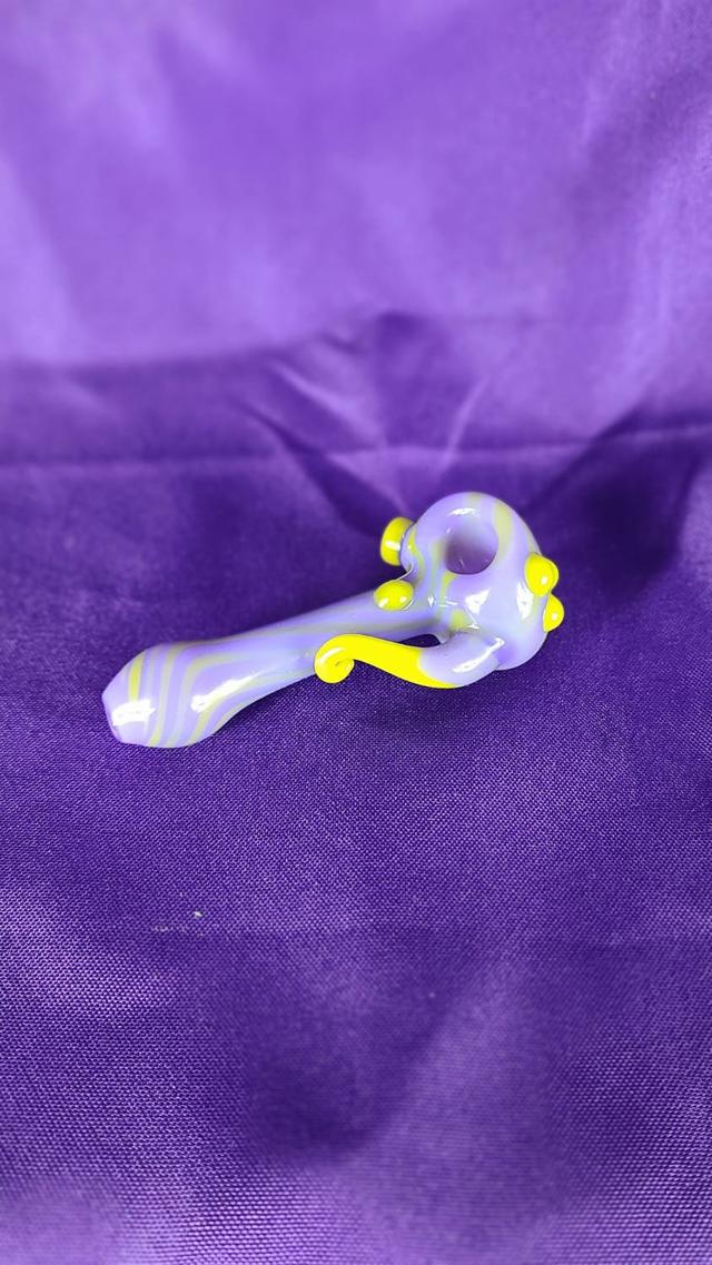 Purple & Green Tailed Spoon Handpipe