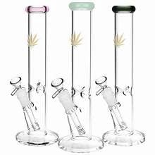 Gold Leaf Straight Tube Water Pipe | 12" | 14mm F