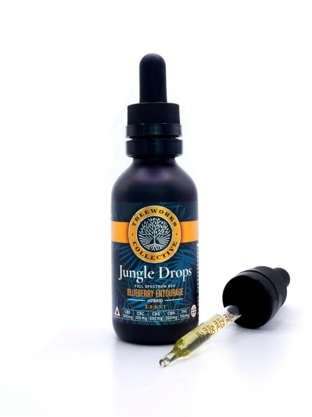 Jungle Drops | Blueberry Entourage | 3:3:3:3:1 | CBD:CBC:CBG:CBN:THC | 1300mg Tincture (Vegan) (Gluten & Sugar Free)