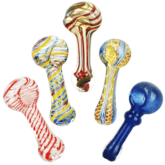 Striped Glass Spoon Pipe | 3.5"