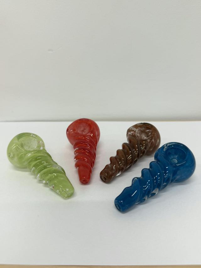 Twisted Frit Glass Spoon Pipe | 3'' | Colors Vary