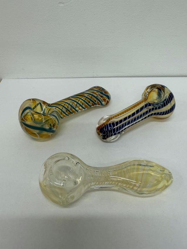Striped Assortment Glass Spoon Pipe | 3'' | Colors Vary