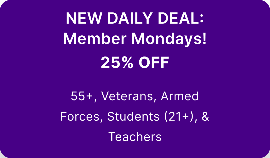 10% Students, Seniors (65+), Veterans, & First Responders